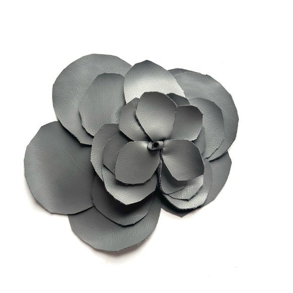 Fili NY Accessories - Faux Leather Floral Brooch by Fili NY
